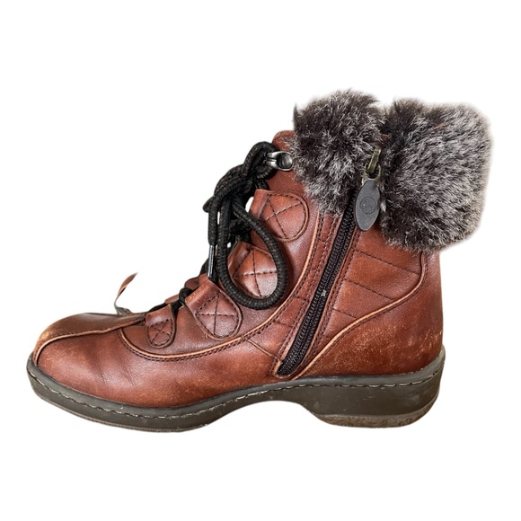 Women's Blondo Brown Lace-up Sherpa Lined Ankle Boots - Size 6 M # 714P46 - Picture 5 of 12